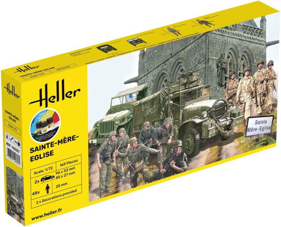 Heller 1:72 52327 Sainte-Mere-Eglise Diorama Set Starter Kit Plastic Modelbouwpakket