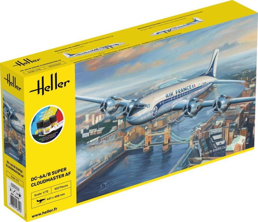 Heller 1:72 56315 Douglas DC-6 Super Cloudmaster AF Starter Kit Plastic Modelbouwpakket