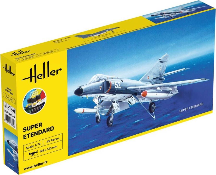 Heller 1:72 56360 Super Etendard Plane Starter Kit Plastic Modelbouwpakket