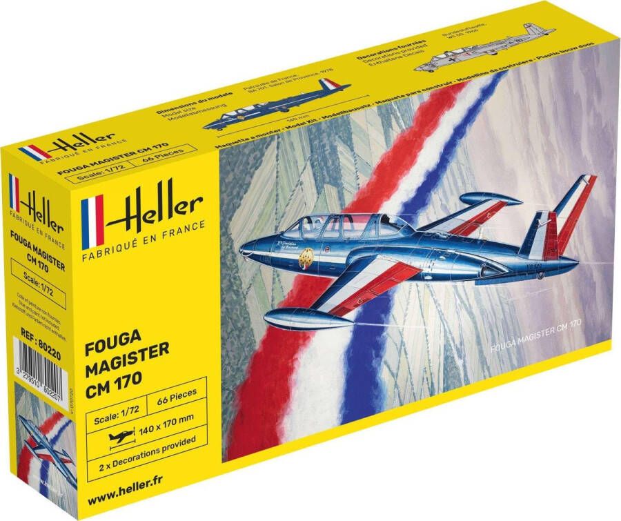 Heller 1:72 80220 Fouga Magister CM 170 Plastic Modelbouwpakket