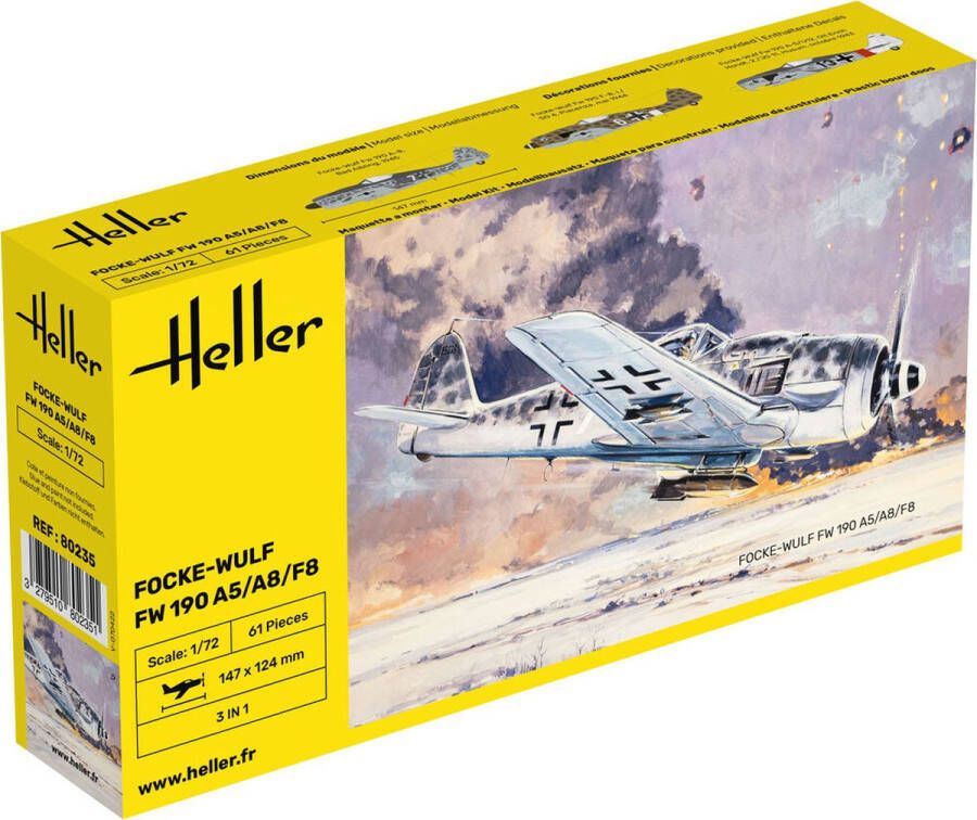 Heller 1:72 80235 Focke-Wulf FW190 A5 A8 F8 Plastic kit