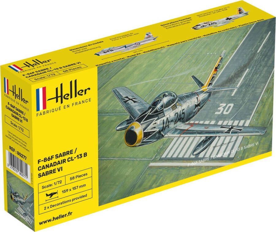 Heller 1:72 80277 F-86F Sabre Canadair CL-13 B Sabre VI Plastic Modelbouwpakket