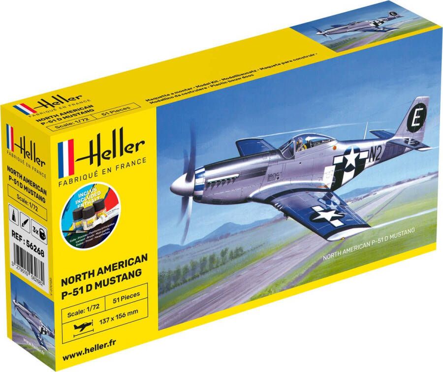 Heller 1 72 Starter Kit North American P-51 D Mustanghel56268 modelbouwsets hobbybouwspeelgoed voor kinderen modelverf en accessoires