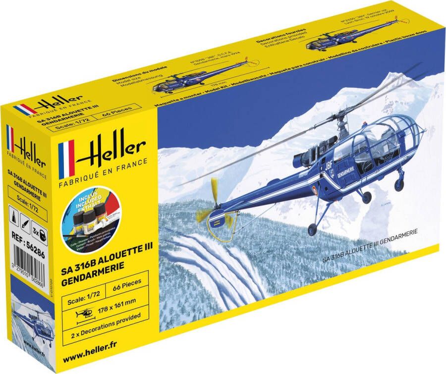 Heller 1 72 Starter Kit Sa 316b Alouette Iii Gendarmeriehel56286 modelbouwsets hobbybouwspeelgoed voor kinderen modelverf en accessoires