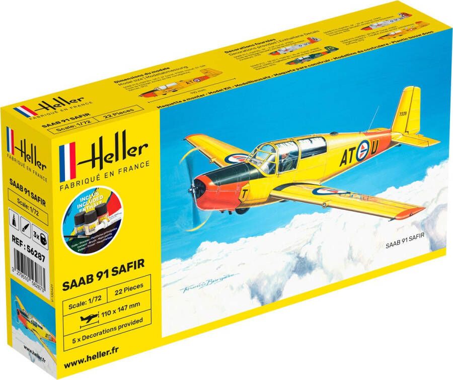 Heller 1 72 Starter Kit Saab Safir 91hel56287 modelbouwsets hobbybouwspeelgoed voor kinderen modelverf en accessoires
