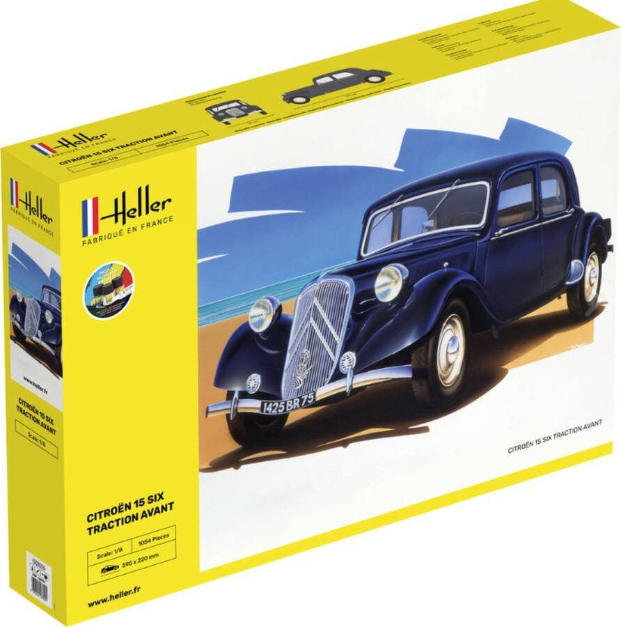 Heller 1:8 56799 Citroen 15 SIX Traction Avant Starter Kit Plastic Modelbouwpakket