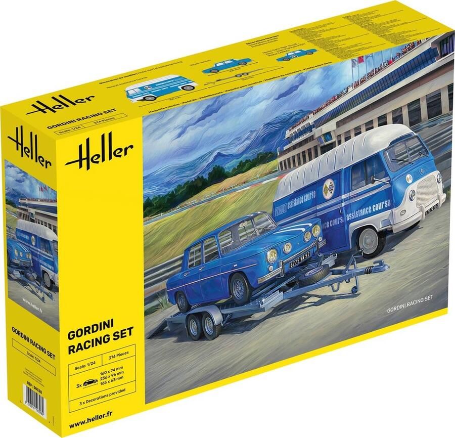 Heller 1:24 50328 Renault Gordini Racing Set Busje Auto Aanhanger Plastic Modelbouwpakket
