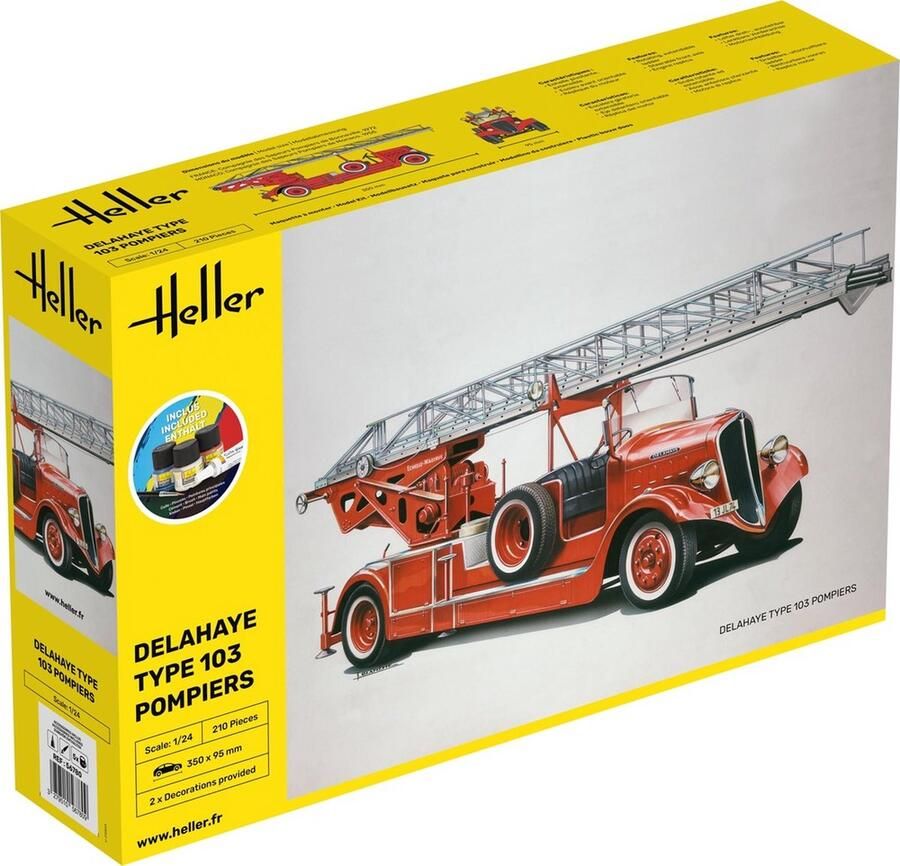 Heller 1:24 56780 Brandweerwagen Delahaye Type 103 Pompiers Starter Kit Plastic Modelbouwpakket