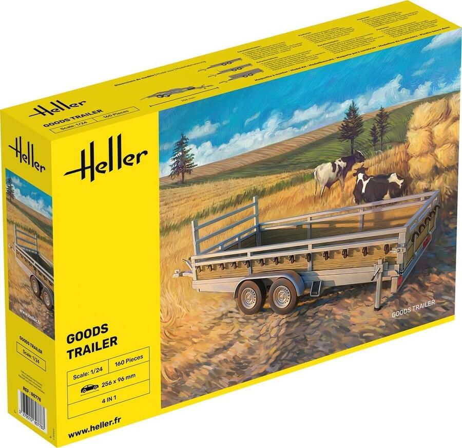 Heller 1:24 80778 Goederen Transport Trailer Aanhanger 4 Bouwopties Plastic Modelbouwpakket