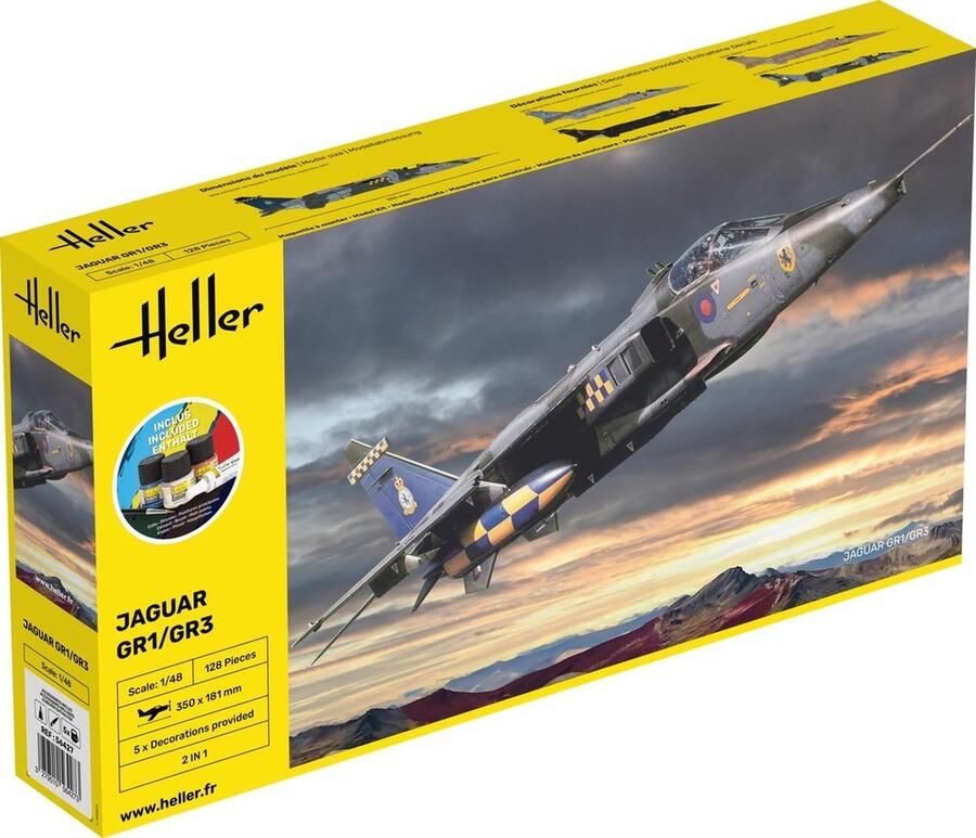 Heller 1:48 56427 Jaguar GR1 GR3 Plane Starter Kit Plastic Modelbouwpakket