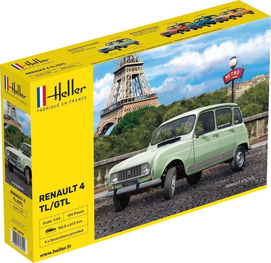 Heller 1:24 80759 Renault 4L Car Plastic Modelbouwpakket