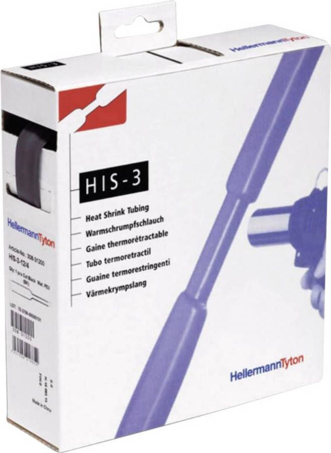 HellermannTyton 308-30150 Krimpkous zonder lijm Zwart 1.50 mm 0.50 mm Krimpverhouding:3:1 10 m