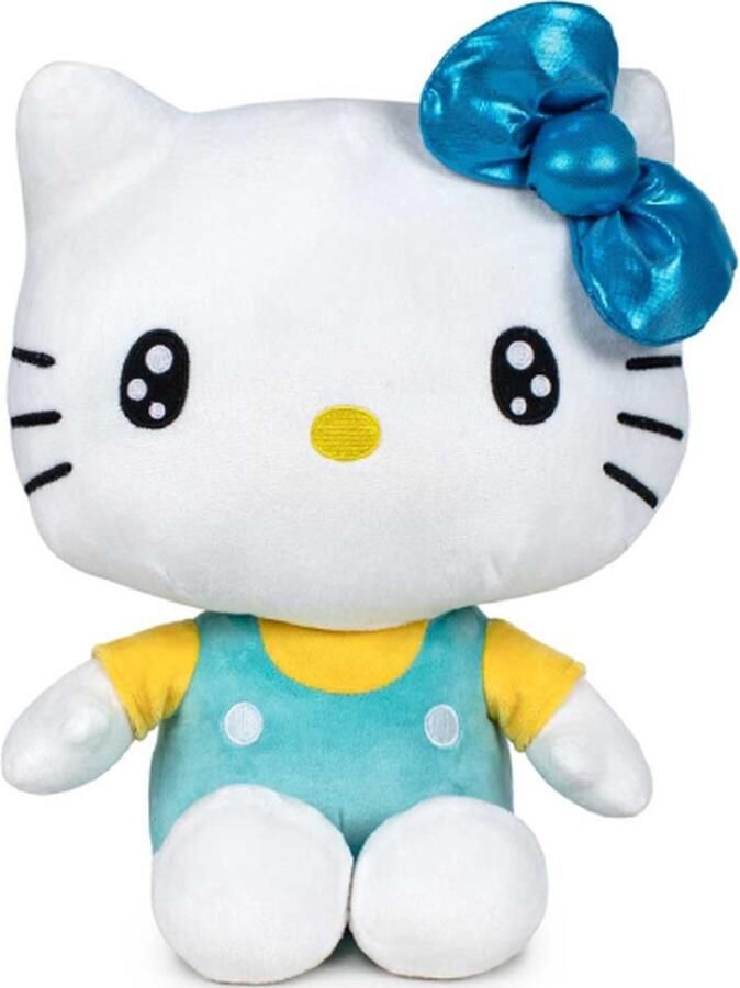 Hello Kitty (Turquoise Geel) 50th Anniversary Pluche Knuffel 18 cm {Speciale Editie Verzamel Collectors Item Speelgoed Knuffeldier Knuffelpop voor kinderen jongens meisjes Hello Kity Kat Cat Plush Toy}