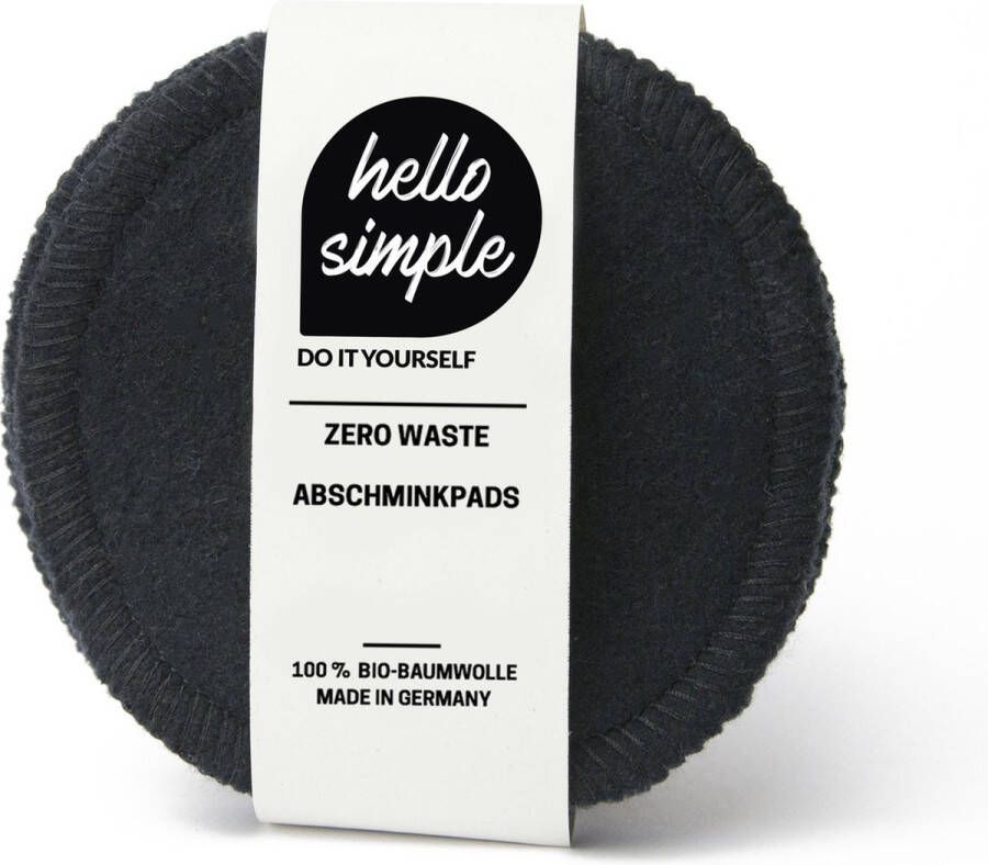 Hello Simple Zero-Waste Make-up Reinigingspads 5 Stuks Zwart Herbruikbare Reinigingsdoekjes Make-up Remover Pads Milieuvriendelijke Optie
