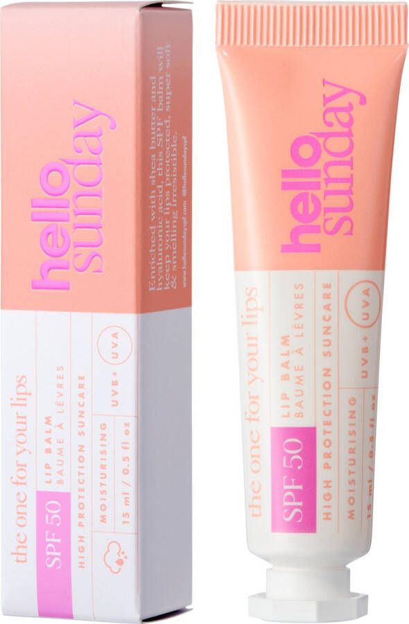 Hello Sunday the one for your lips Clear lip balm fragrance free SPF50 15ml