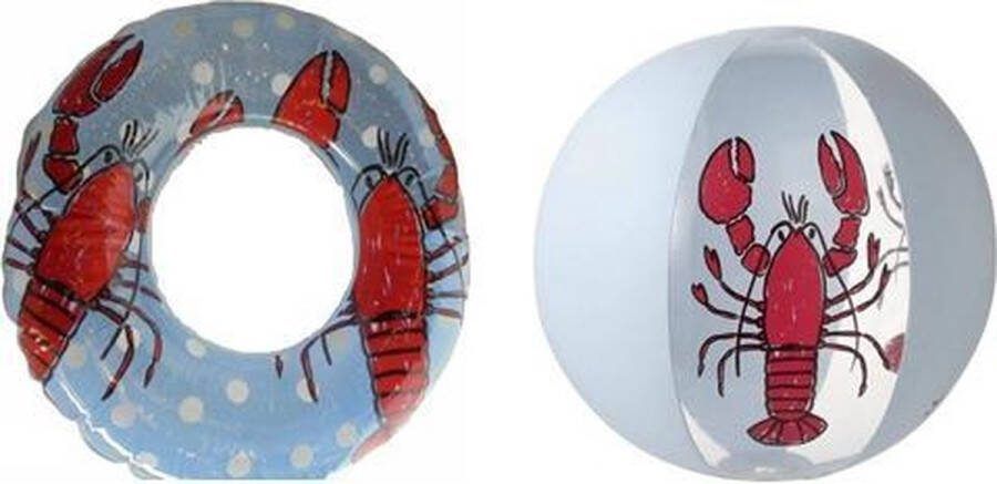 Hello29 Kreeft Set Zwemband Strandbal Blauw Kinderen Zwembad Strand Zwemmen Water