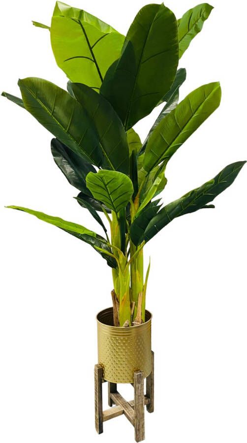 HEM Kunst Palm Kunst Bananenplant Bananen Kunstplant 165 cm Kunstplant voor binnen Grote Kunstplant Groene Kunstplant