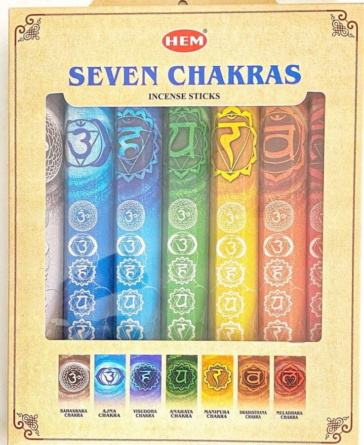 Hem Seven Chakras Wierook stokjes giftpack 7 doosjes incl.. Nederlandse handleiding