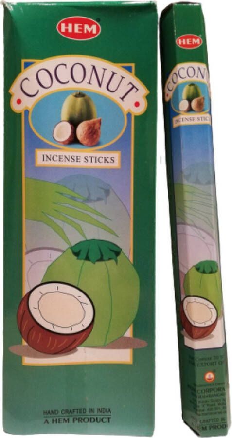 Hem Tuin Wierook Coconut Doos met 6 kokers (60 stuks)- Extra lang en dik