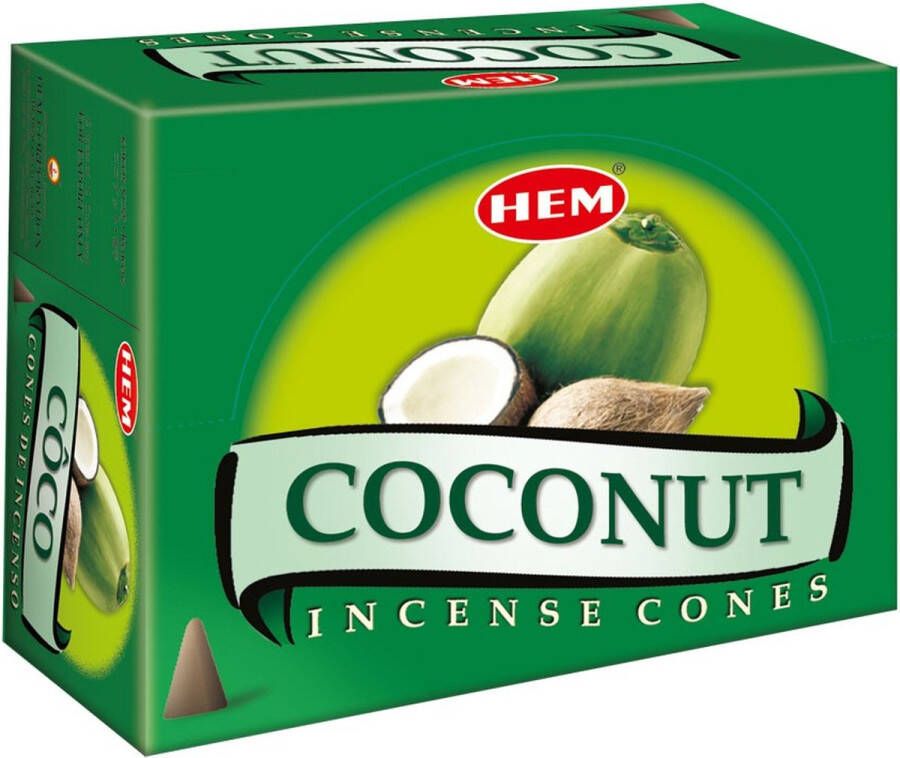 Green Tree Candle Company HEM Wierook Kegel Coconut (12 pakjes)