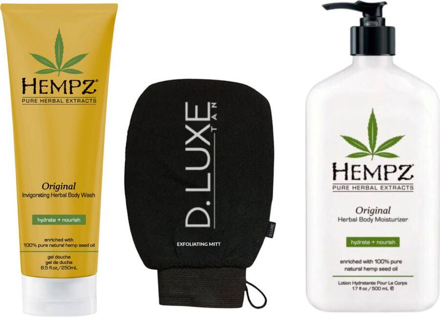 Hempz Original Bodylotion 500ml + Bodywash 250ml + Exfoliating Mitt