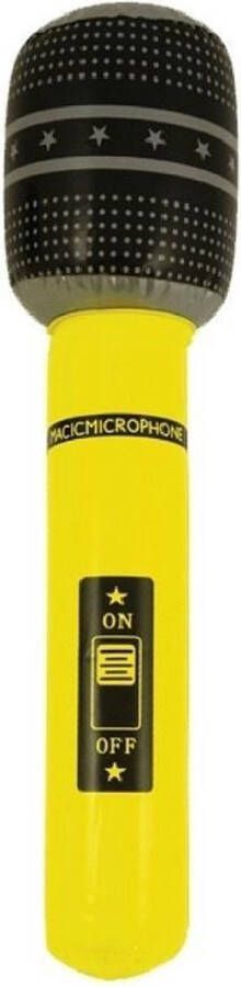 Henbrandt Opblaasbare microfoon neon geel 40 cm Speelgoed microfoon Popster verkleed accessoire Feestartikelen