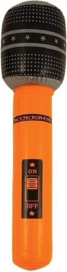 Henbrandt Opblaasbare microfoon neon oranje 40 cm Speelgoed microfoon Popster verkleed accessoire Feestartikelen