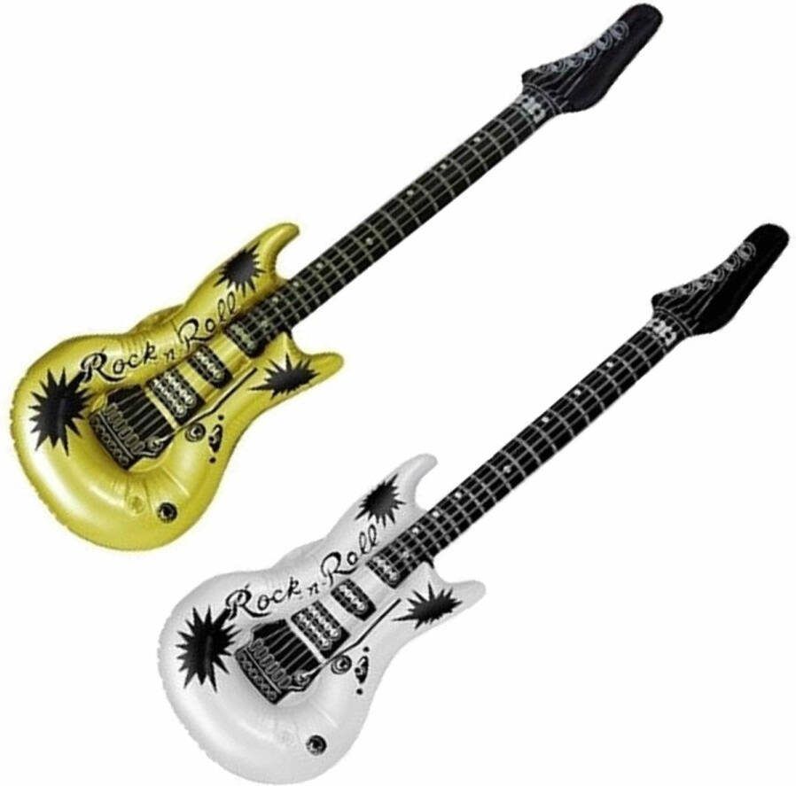 Henbrandt Opblaasbare muziekinstrument gitaren 2x stuks goud zwart 106 cm