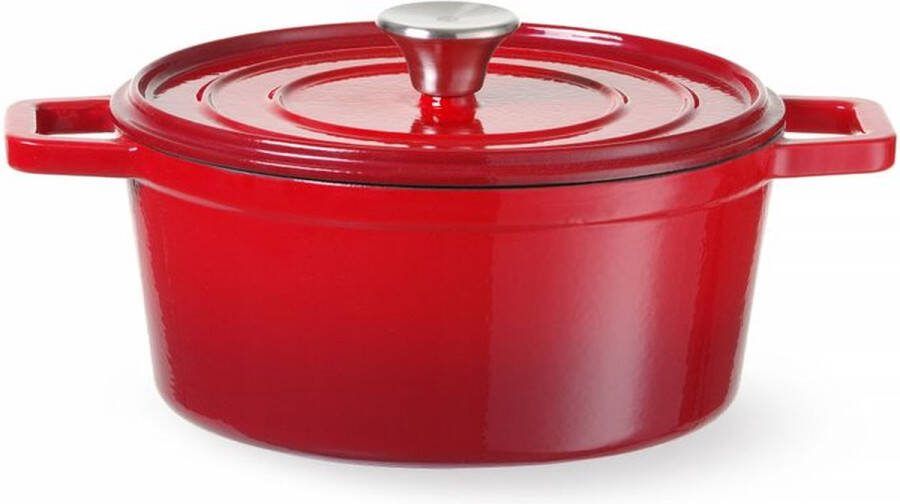 Hendi Braadpan Geëmailleerd Gietijzer 3 7L Rood 317x240x(H)105mm 626832 Horeca & Professioneel