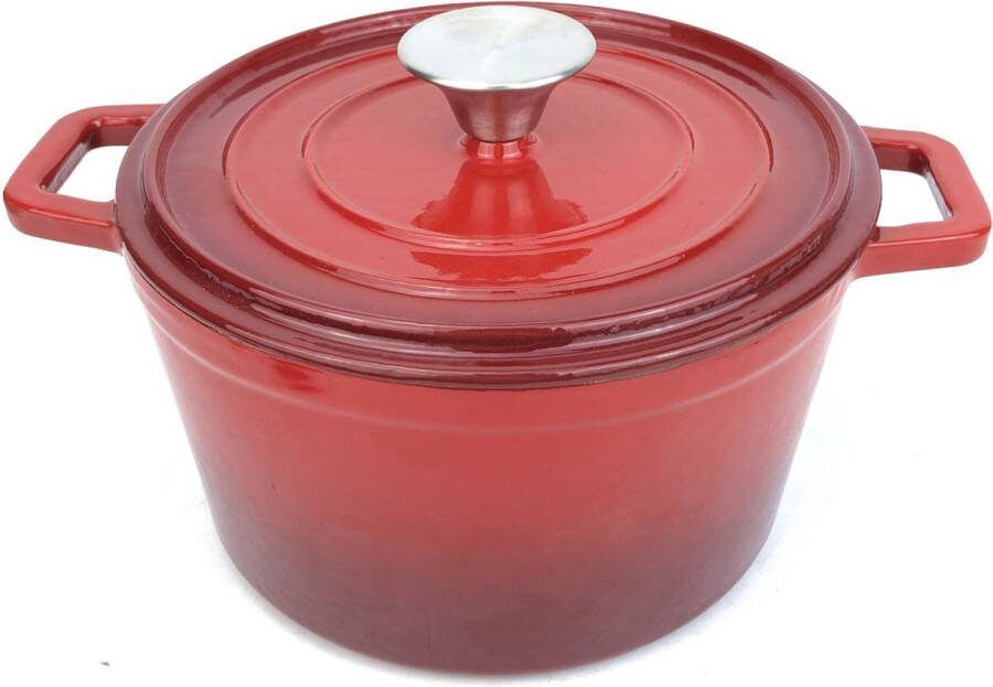 Hendi Braadpan Geëmailleerd Gietijzer 6 88L Rood 405x255x(H)134mm 626825 Horeca & Professioneel