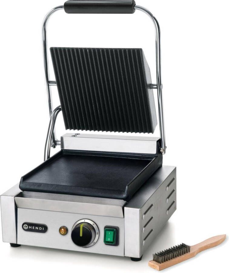Hendi Contactgrill Enkel Professionele Panini Grill Gegroefd Glad 31x37x(H)21cm