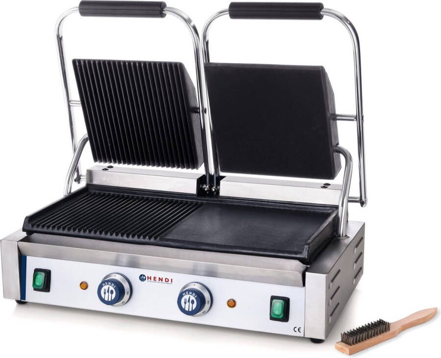 Hendi Dubbele Contactgrill Professional Gegroefd Glad Grilloppervlakte: 47 5x23cm