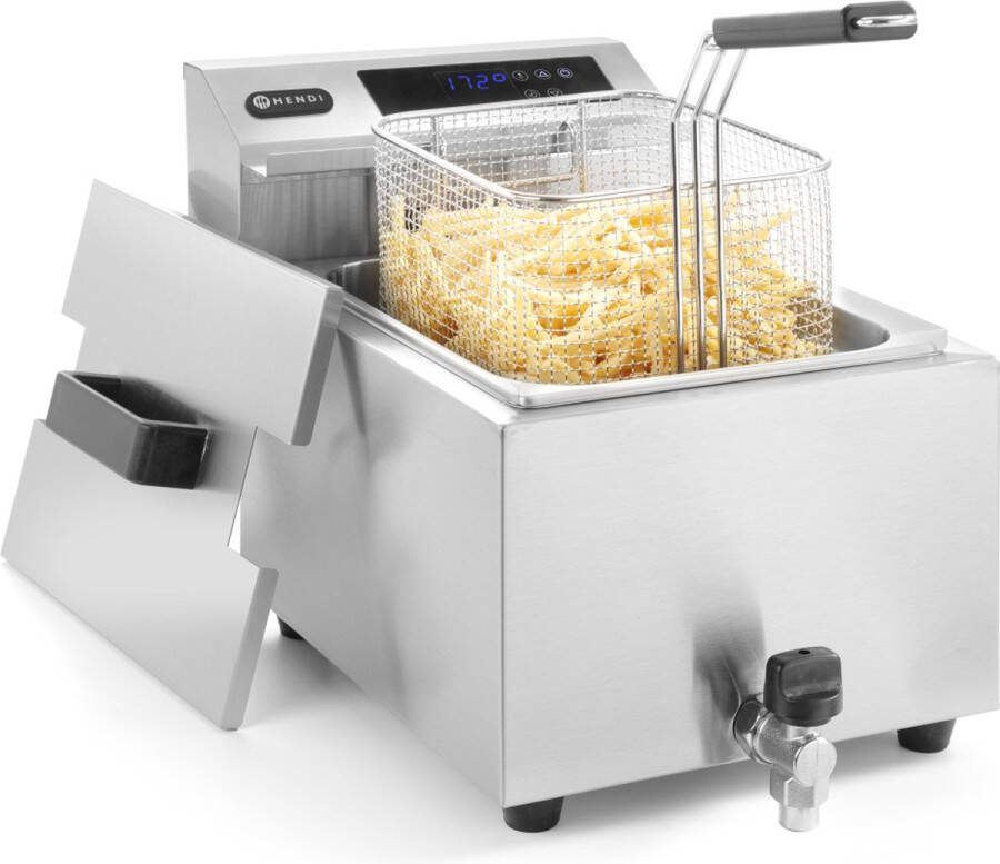 Hendi Frituurpan 8 Liter Friteuse Profi Line Digitaal Met Aftapkraan 230V 3 5kW 30x51 5x(H)34 5cm