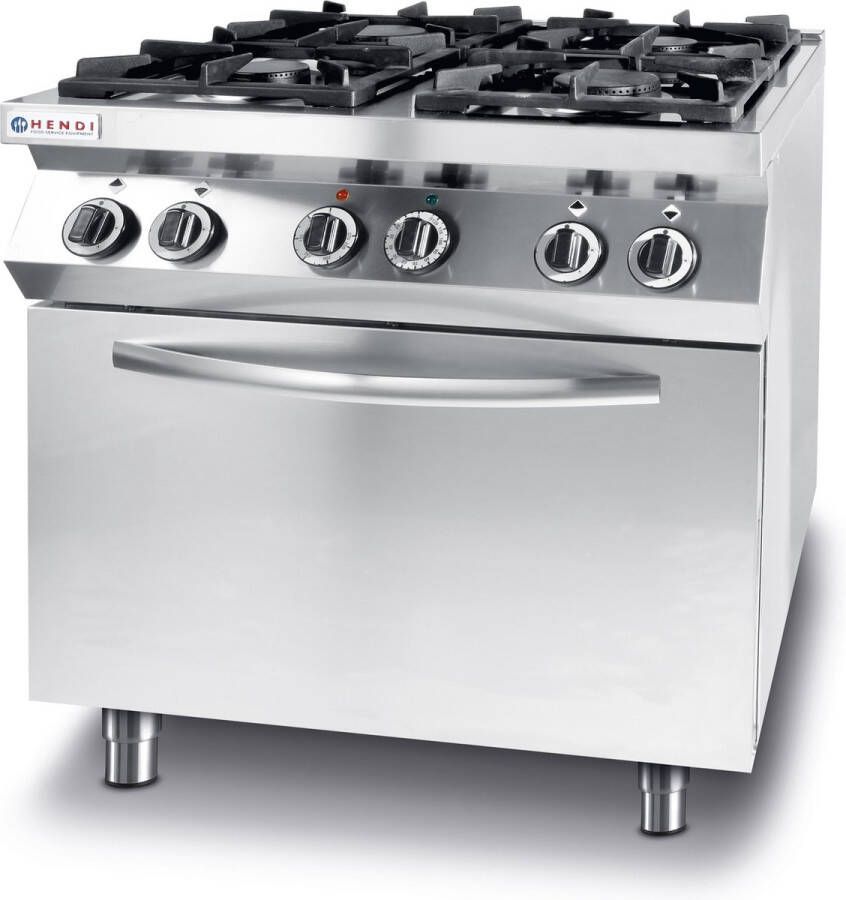 Hendi Gasfornuis Kitchen Line 4 Pits met Elektrische Heteluchtoven GN 1 1