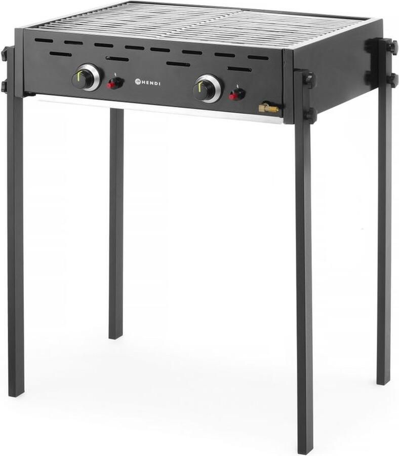 Hendi Roast-Master Pro gasgrill dubbele branders zwart 11 6kW 790x560x900mm