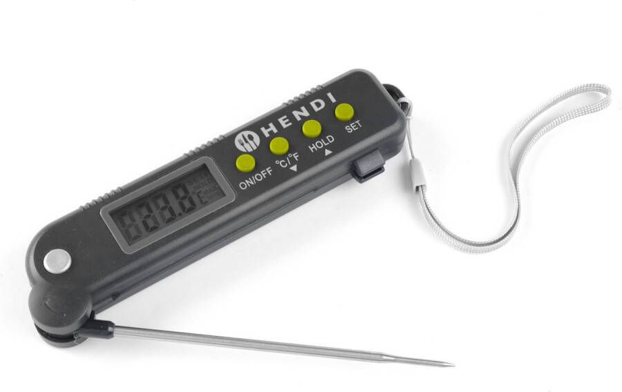 Hendi Keukenthermometer Digitaal Professionele Vleesthermometer met inklapbare sonde voeler inclusief batterijen thermometer koken