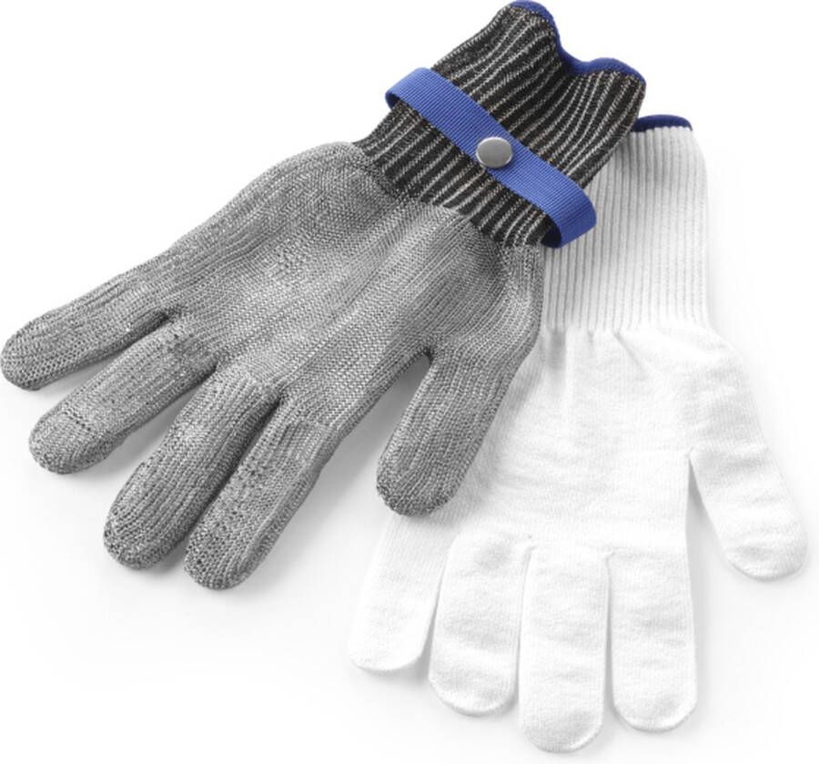 Hendi Snijbestendige handschoenen roestvast staal HPPE binnenhandschoen Large set van 2