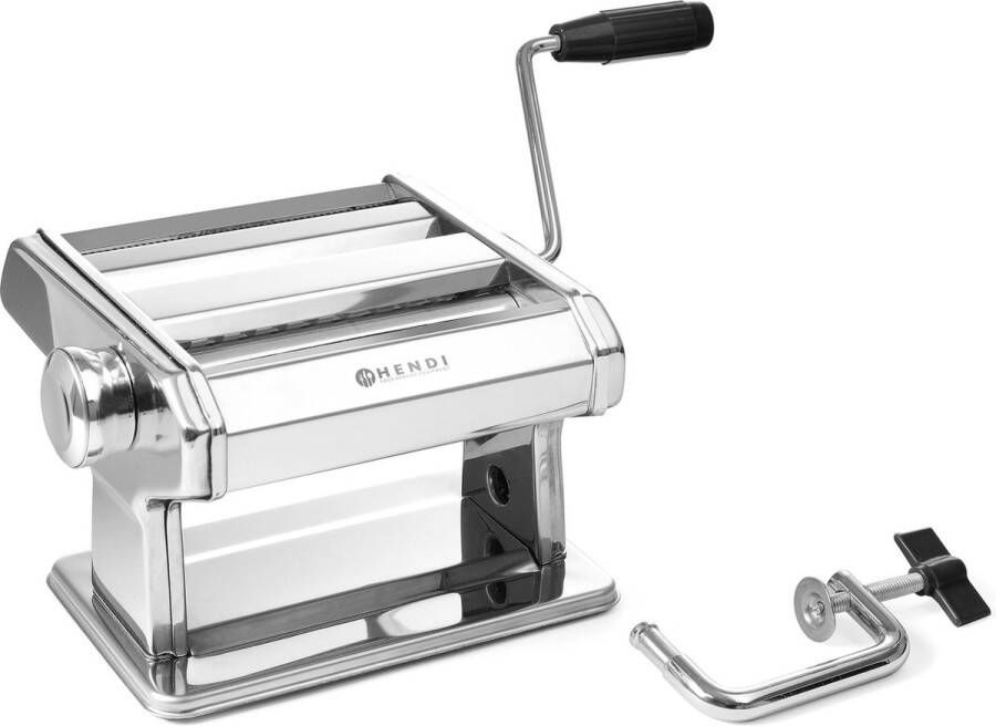 Hendi Pastamachine Kitchen Line Met Zwengel en Tafelbevestiging Professionele Pasta Maker Incl. deegroller tagliatelle snijder en fettuccine snijder Max. breedte: 14cm