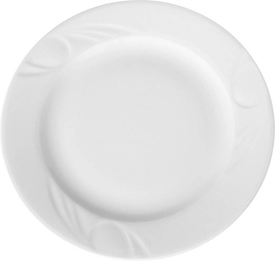 Hendi Plat bord versterkte randen slijtvast porselein 240 mm wit
