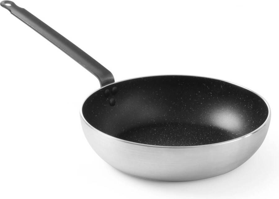 Hendi Wokpan Inductie Professionele Wokpan 28cm Aluminium Marble Anti-Aanbaklaag Geschikt voor alle warmtebronnen tot 260°C Ø28x(H)7 5cm Bodem: Ø21cm
