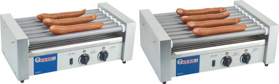 Hendi Worstenroller grill één zone 9 rollers snelle verhitting 42 cm breed roestvast staal