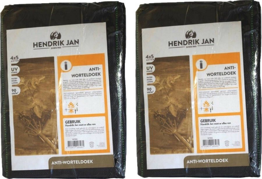Hendrik Jan Anti worteldoek onkruiddoek 2x verpakking zwart 5 x 4 meter