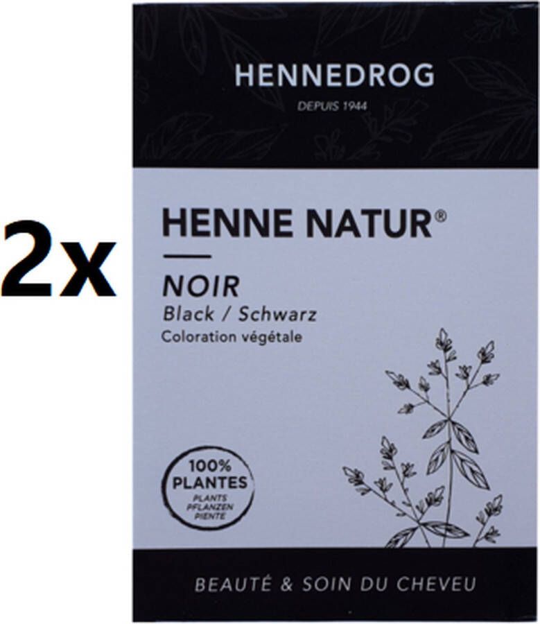 Henne Natur 2x Black 100% Plantaardige Henna Haarverf Zonder PPD PTD Ammonia Ammoniak Peroxide Waterstofperoxide etc. 90g (MULTIPACK)