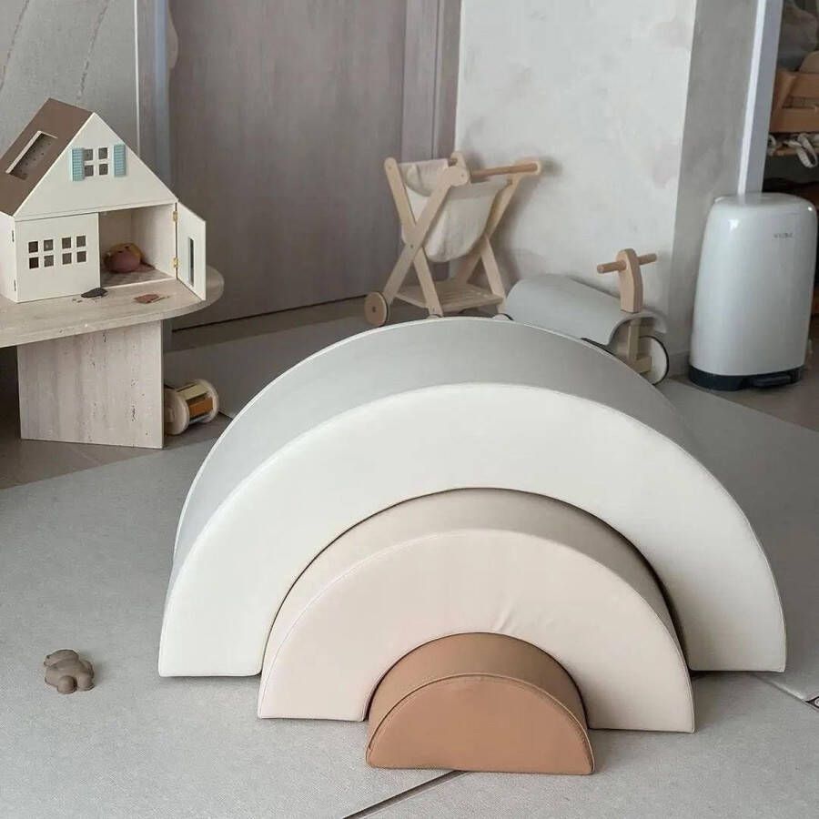 HENVAE Softplay Foam Blokken Speelset Glijbaan- Schuimblokken Stapelblokken Montessori Open ended speelgoed Educatief speelgoed baby Regenboog Balance board Bouw blokken Motoriek Kinderopvang – Kindercadeau Kinderdagverblijf