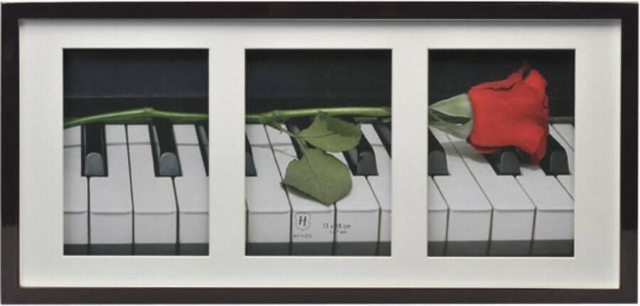 Henzo Fotolijst Piano Gallery Collagelijst voor 3 foto\&apos;s Fotomaat 13x18 cm Zwart