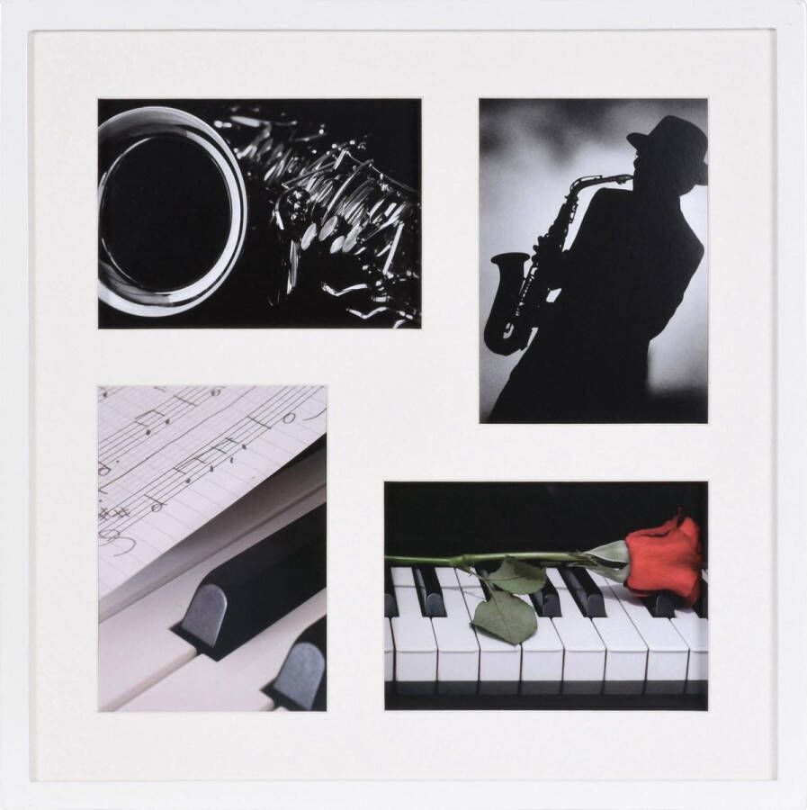 Henzo Fotolijst Piano Gallery Collagelijst voor 4 foto\&apos;s Fotomaat 13x18 cm Wit