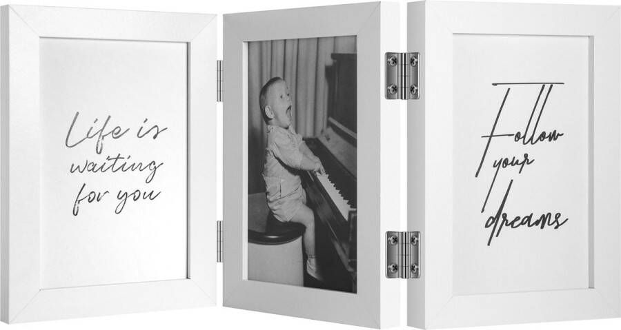 Henzo Fotolijst Piano Triple Swing Portrait Collagelijst voor 3 foto's Fotomaat 10x15 cm Wit