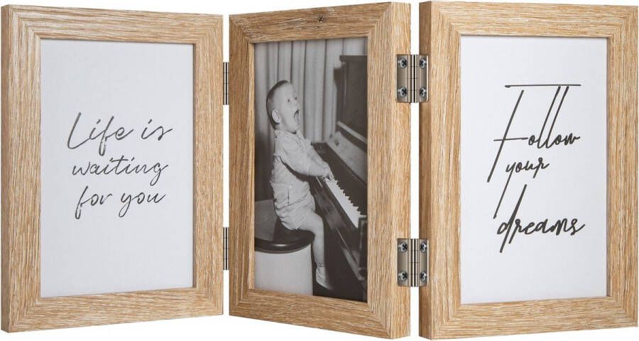 Henzo Fotolijst Piano Triple Swing Portrait Collagelijst voor 3 foto's Fotomaat 13x18 cm Naturel