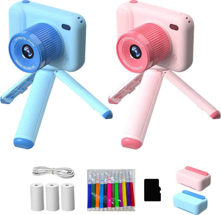 Heppie Babie HeppieBabie Kindercamera Blauw Excl Printer 32GB Digitale Kinder Fototoestel Vlog en Selfie SpeelgoedCamera