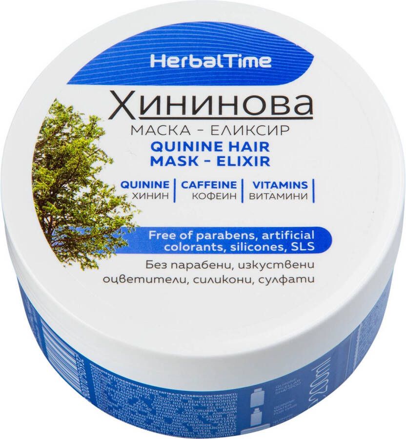 Herbal Time Kinine Haarmasker Versterkt het Haar voor Beschadigd of Dun Haar Geen Siliconen Sulfaten Kleurstoffen 200ml